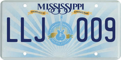 MS license plate LLJ009
