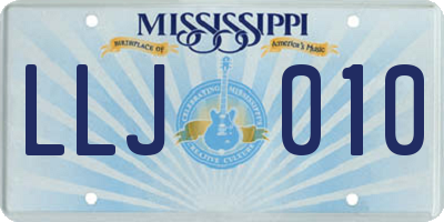 MS license plate LLJ010