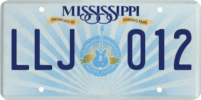 MS license plate LLJ012