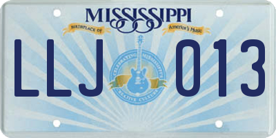 MS license plate LLJ013