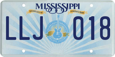 MS license plate LLJ018