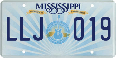MS license plate LLJ019