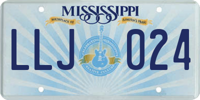 MS license plate LLJ024