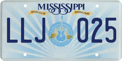 MS license plate LLJ025