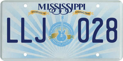 MS license plate LLJ028