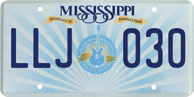 MS license plate LLJ030