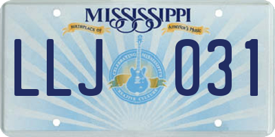 MS license plate LLJ031