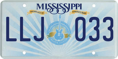 MS license plate LLJ033