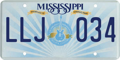 MS license plate LLJ034
