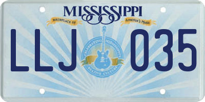 MS license plate LLJ035