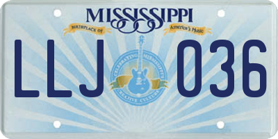 MS license plate LLJ036