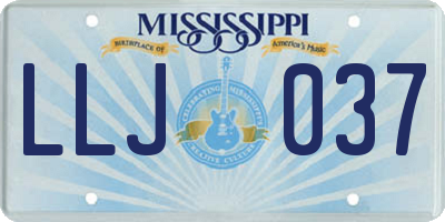 MS license plate LLJ037