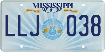 MS license plate LLJ038