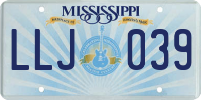 MS license plate LLJ039