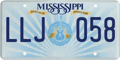 MS license plate LLJ058