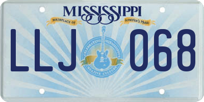 MS license plate LLJ068