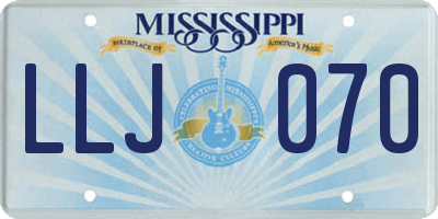 MS license plate LLJ070