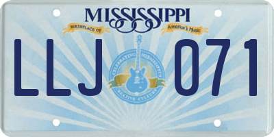 MS license plate LLJ071