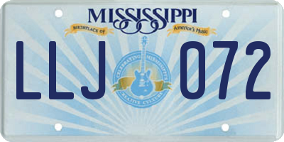 MS license plate LLJ072