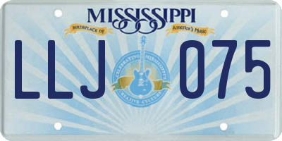 MS license plate LLJ075
