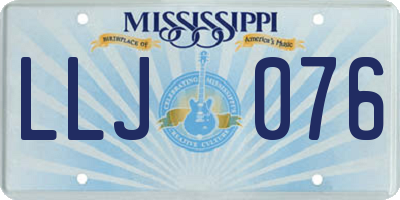 MS license plate LLJ076