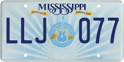 MS license plate LLJ077