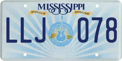 MS license plate LLJ078