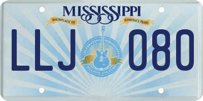 MS license plate LLJ080