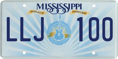 MS license plate LLJ100