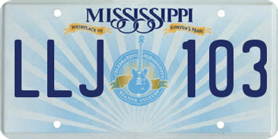 MS license plate LLJ103