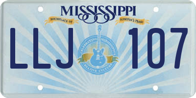 MS license plate LLJ107