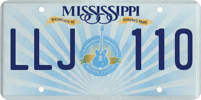 MS license plate LLJ110