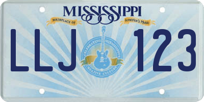 MS license plate LLJ123