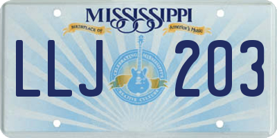 MS license plate LLJ203