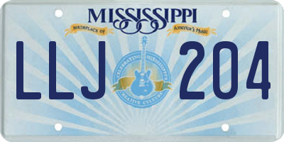 MS license plate LLJ204