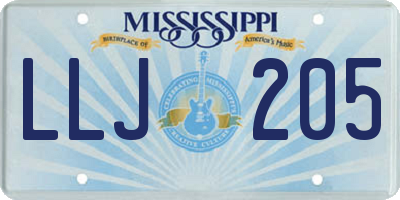 MS license plate LLJ205