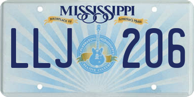 MS license plate LLJ206