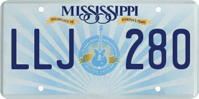 MS license plate LLJ280