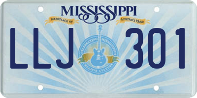 MS license plate LLJ301