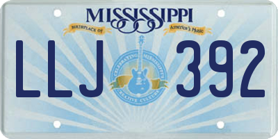 MS license plate LLJ392