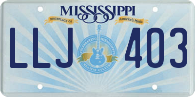 MS license plate LLJ403