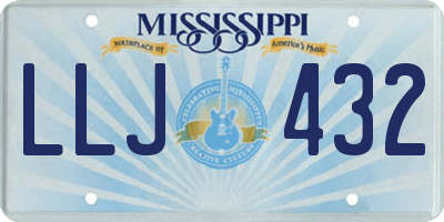 MS license plate LLJ432