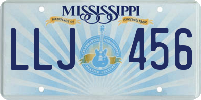 MS license plate LLJ456