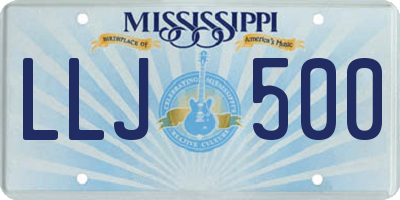 MS license plate LLJ500
