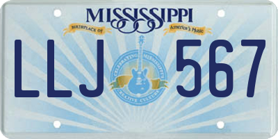 MS license plate LLJ567