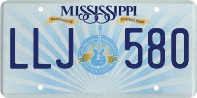MS license plate LLJ580