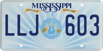 MS license plate LLJ603