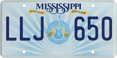MS license plate LLJ650