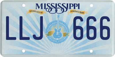 MS license plate LLJ666
