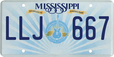 MS license plate LLJ667